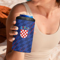Custom Croatia National Football 4 in 1 Can Cooler Tumbler The Checkered Blue Version - Wonder Print Shop