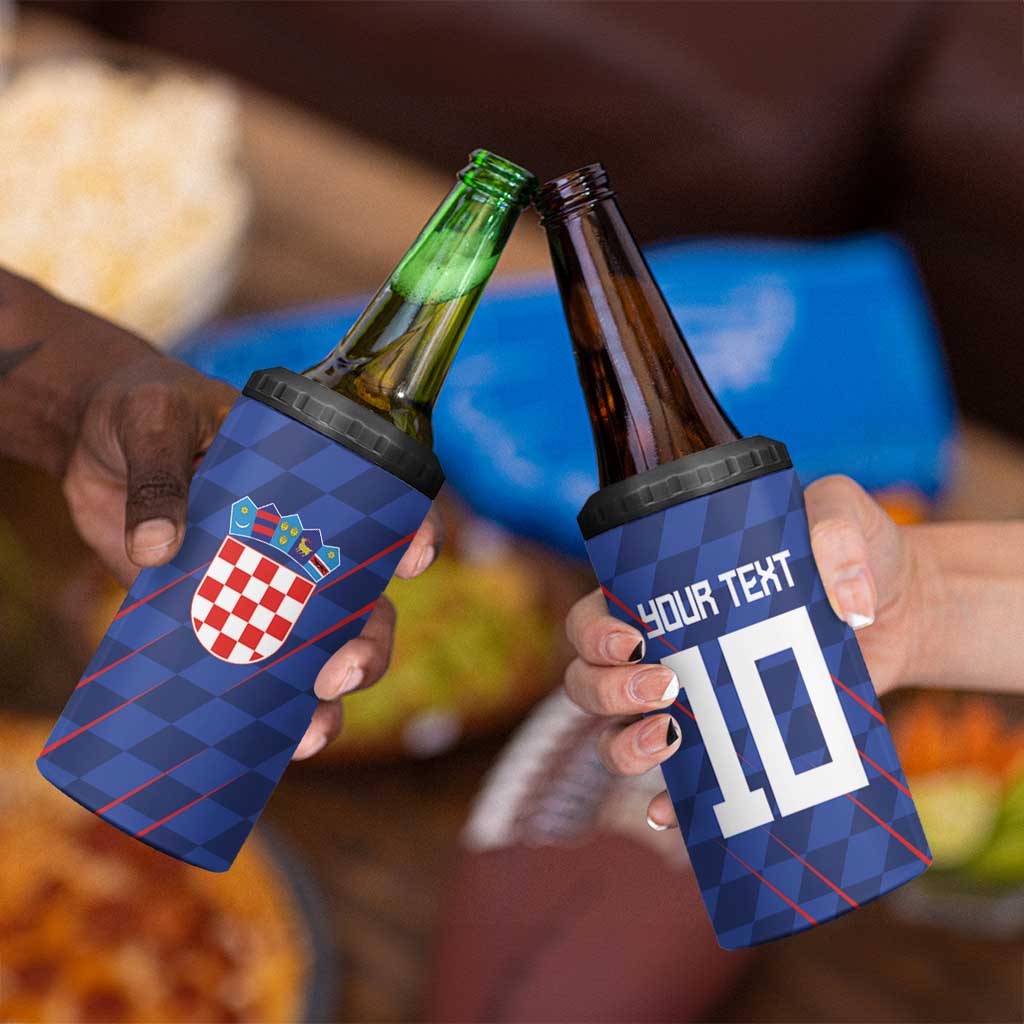 Custom Croatia National Football 4 in 1 Can Cooler Tumbler The Checkered Blue Version - Wonder Print Shop