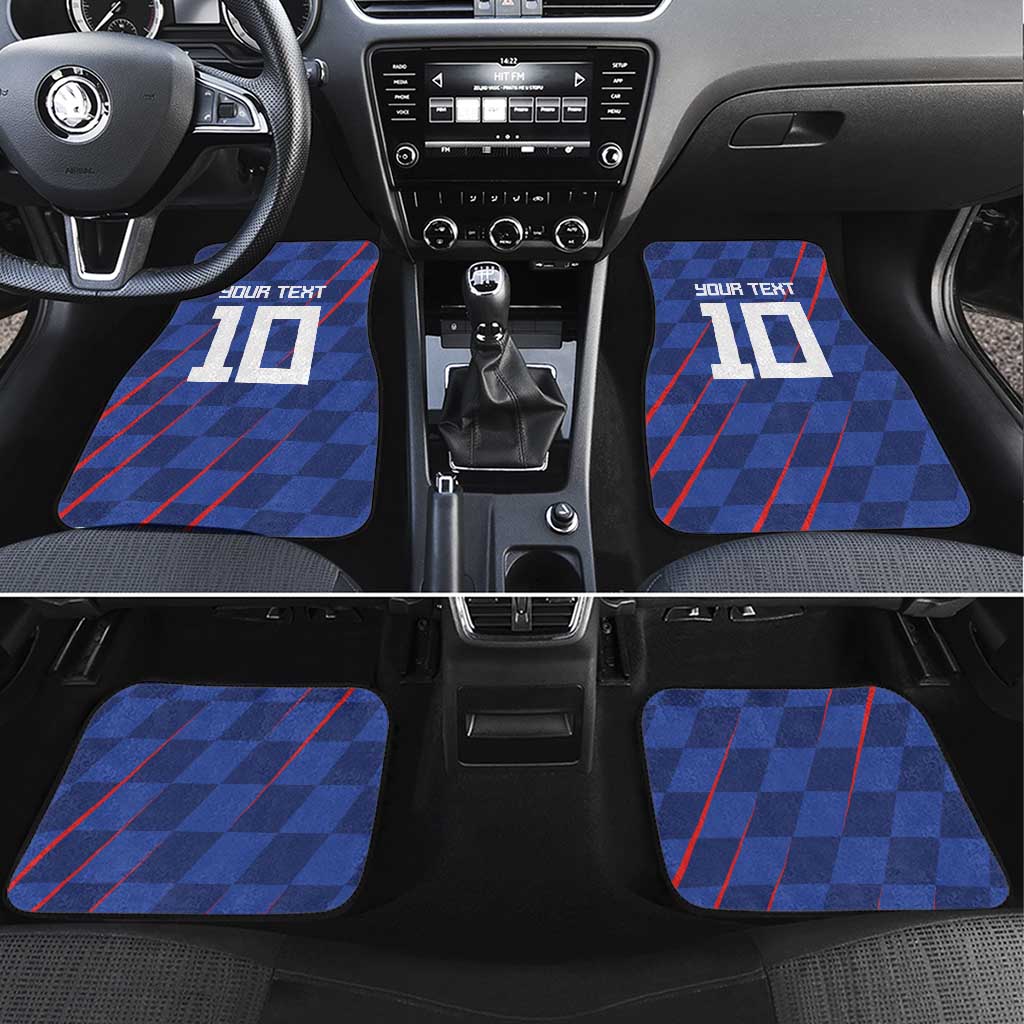 Custom Croatia National Football Car Mats The Checkered Blue Version - Wonder Print Shop
