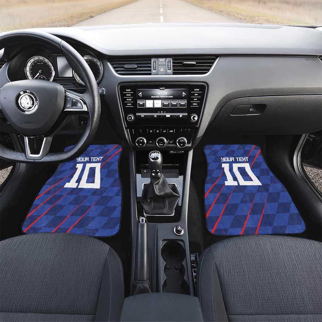 Custom Croatia National Football Car Mats The Checkered Blue Version - Wonder Print Shop