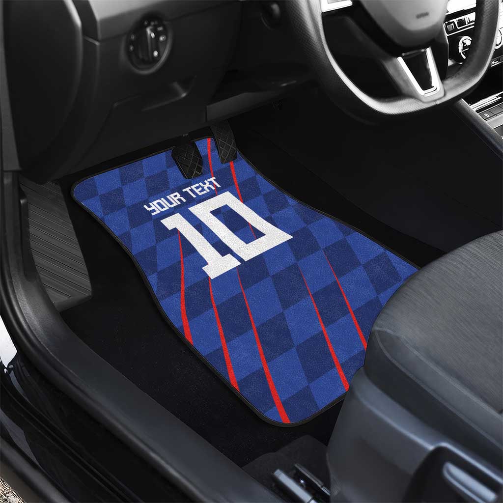 Custom Croatia National Football Car Mats The Checkered Blue Version - Wonder Print Shop