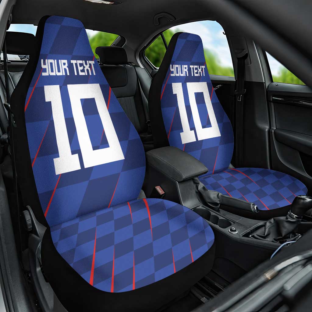Custom Croatia National Football Car Seat Cover The Checkered Blue Version - Wonder Print Shop