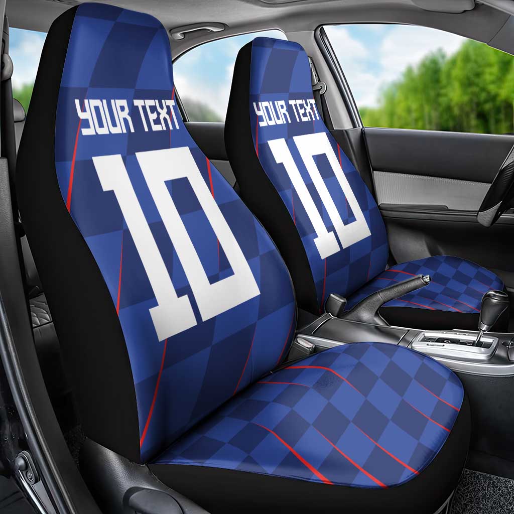Custom Croatia National Football Car Seat Cover The Checkered Blue Version - Wonder Print Shop