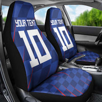 Custom Croatia National Football Car Seat Cover The Checkered Blue Version - Wonder Print Shop