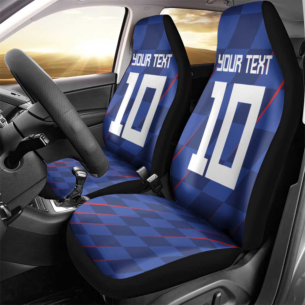 Custom Croatia National Football Car Seat Cover The Checkered Blue Version - Wonder Print Shop
