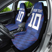 Custom Croatia National Football Car Seat Cover The Checkered Blue Version - Wonder Print Shop