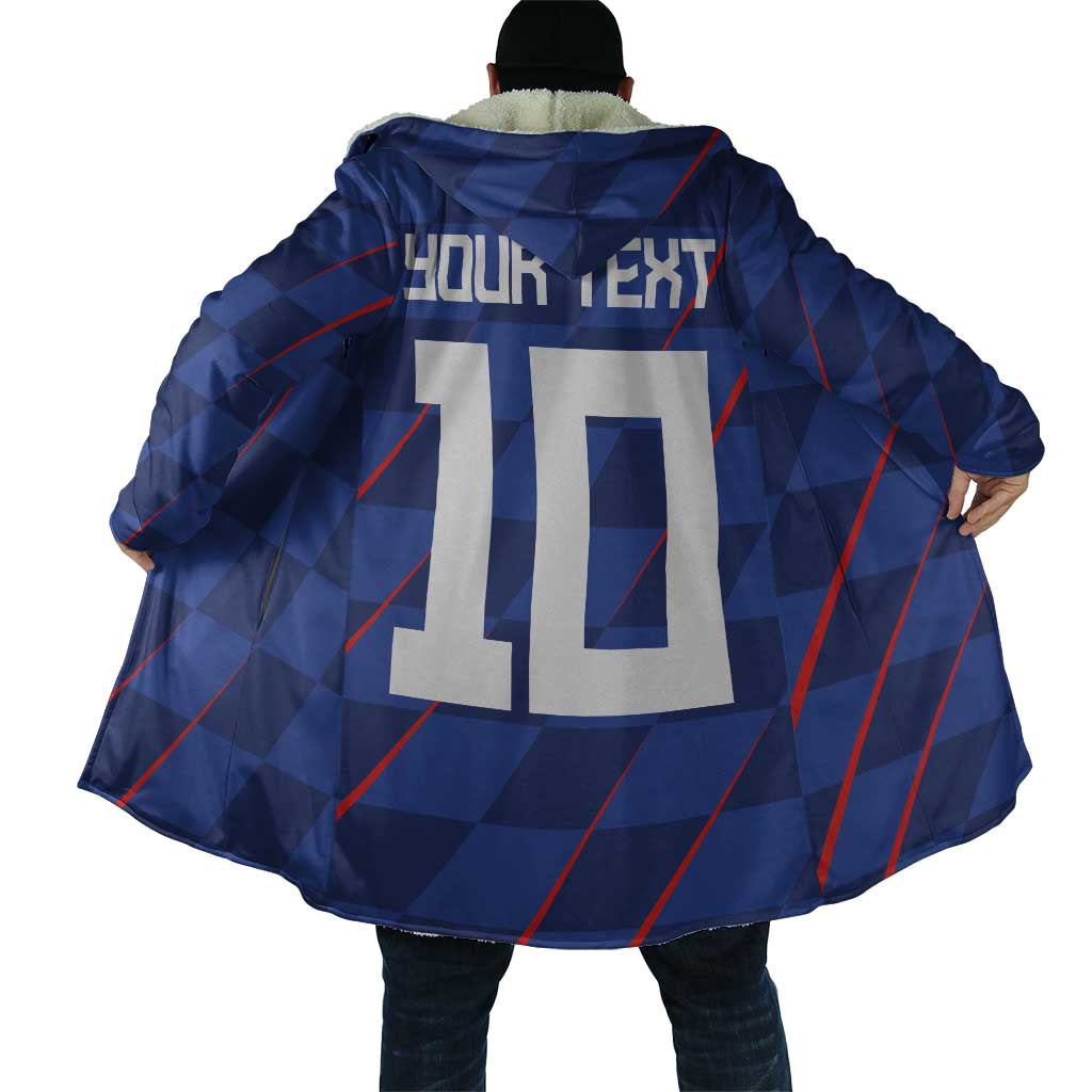 Custom Croatia National Football Cloak The Checkered Blue Version - Wonder Print Shop