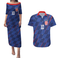 Custom Croatia National Football Couples Matching Puletasi and Hawaiian Shirt The Checkered Blue Version - Wonder Print Shop