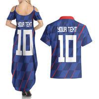 Custom Croatia National Football Couples Matching Summer Maxi Dress and Hawaiian Shirt The Checkered Blue Version - Wonder Print Shop