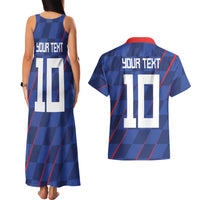 Custom Croatia National Football Couples Matching Tank Maxi Dress and Hawaiian Shirt The Checkered Blue Version - Wonder Print Shop
