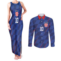 Custom Croatia National Football Couples Matching Tank Maxi Dress and Long Sleeve Button Shirt The Checkered Blue Version - Wonder Print Shop