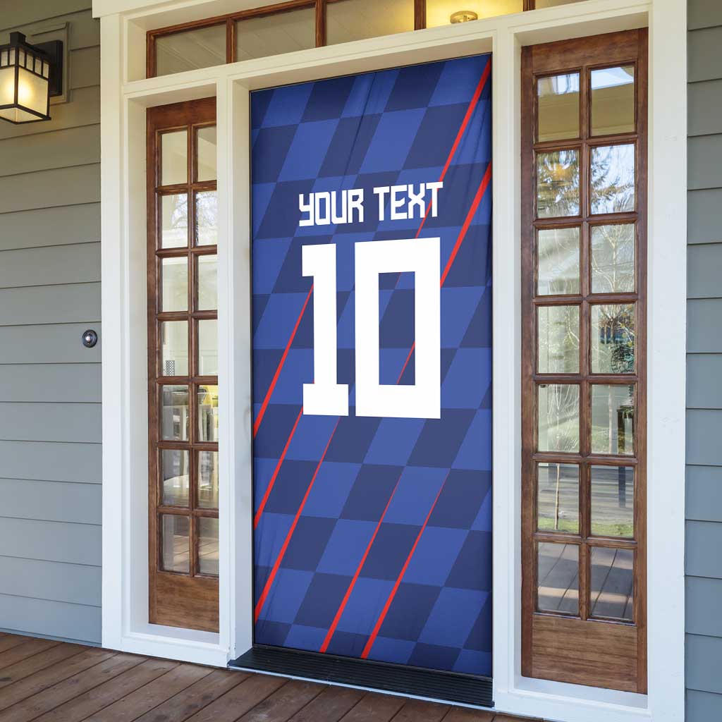 Custom Croatia National Football Door Cover The Checkered Blue Version - Wonder Print Shop