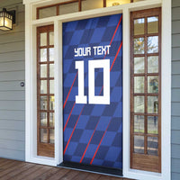 Custom Croatia National Football Door Cover The Checkered Blue Version - Wonder Print Shop