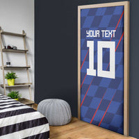 Custom Croatia National Football Door Cover The Checkered Blue Version - Wonder Print Shop