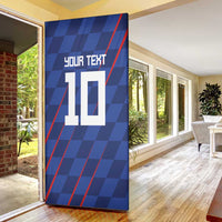 Custom Croatia National Football Door Cover The Checkered Blue Version - Wonder Print Shop