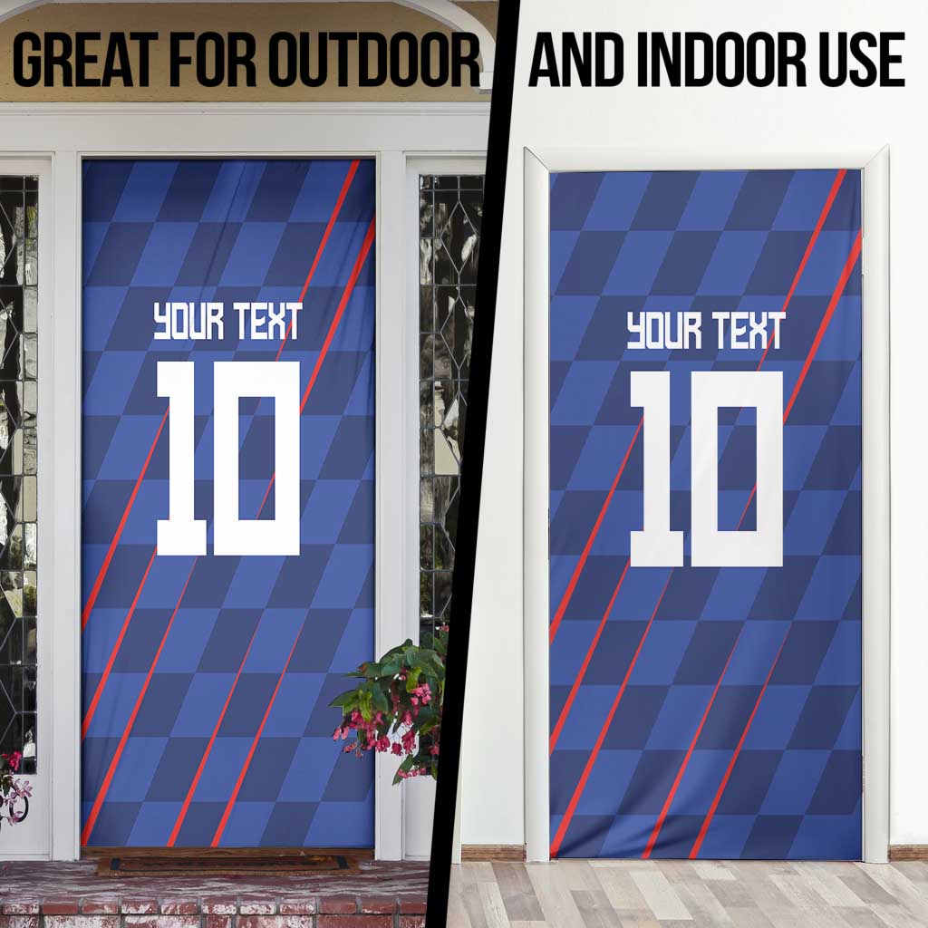 Custom Croatia National Football Door Cover The Checkered Blue Version - Wonder Print Shop