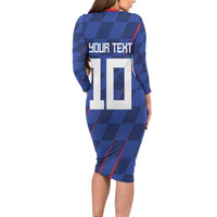 Custom Croatia National Football Family Matching Long Sleeve Bodycon Dress and Hawaiian Shirt The Checkered Blue Version - Wonder Print Shop