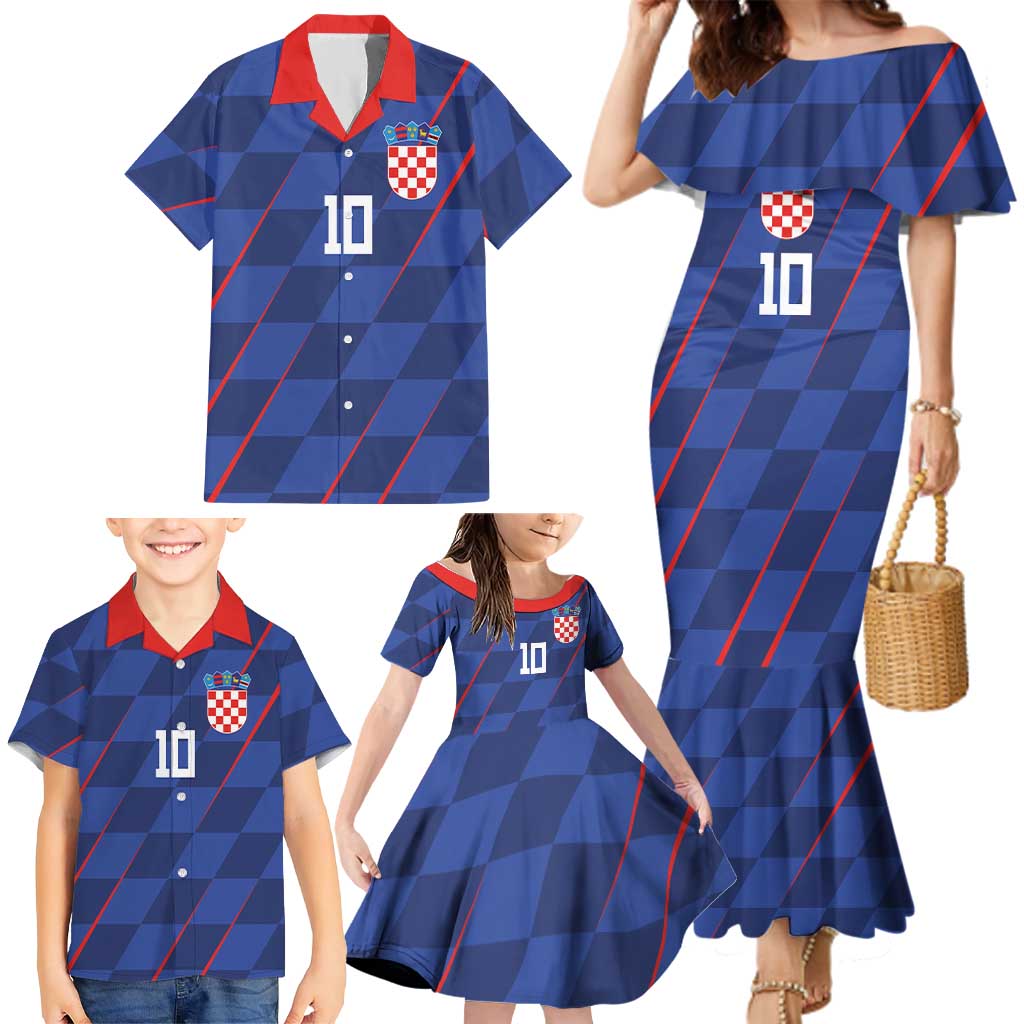 Custom Croatia National Football Family Matching Mermaid Dress and Hawaiian Shirt The Checkered Blue Version - Wonder Print Shop