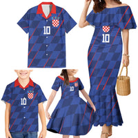 Custom Croatia National Football Family Matching Mermaid Dress and Hawaiian Shirt The Checkered Blue Version - Wonder Print Shop