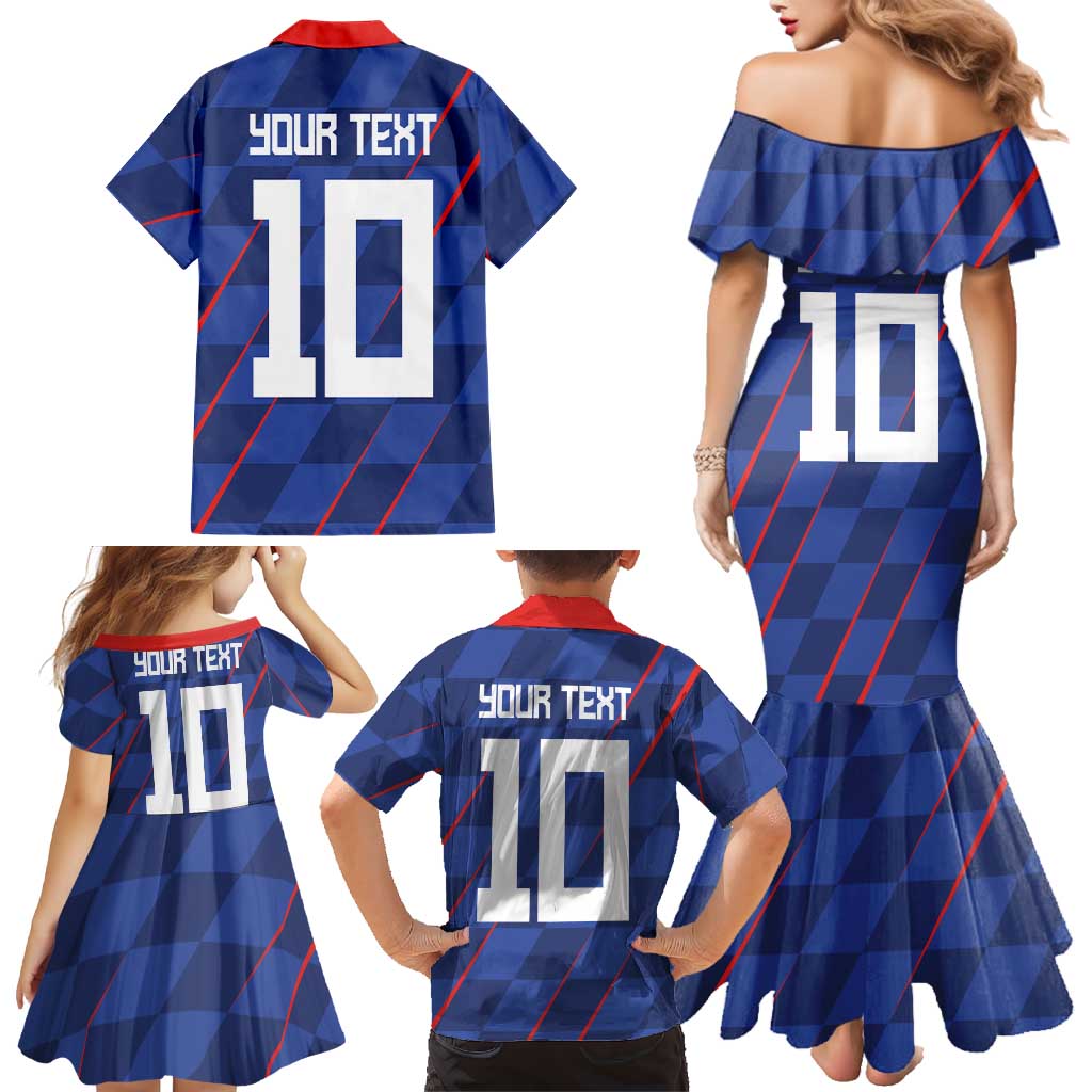 Custom Croatia National Football Family Matching Mermaid Dress and Hawaiian Shirt The Checkered Blue Version - Wonder Print Shop