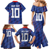 Custom Croatia National Football Family Matching Mermaid Dress and Hawaiian Shirt The Checkered Blue Version - Wonder Print Shop