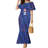 Custom Croatia National Football Family Matching Mermaid Dress and Hawaiian Shirt The Checkered Blue Version - Wonder Print Shop
