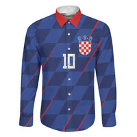 Custom Croatia National Football Family Matching Off The Shoulder Long Sleeve Dress and Hawaiian Shirt The Checkered Blue Version - Wonder Print Shop