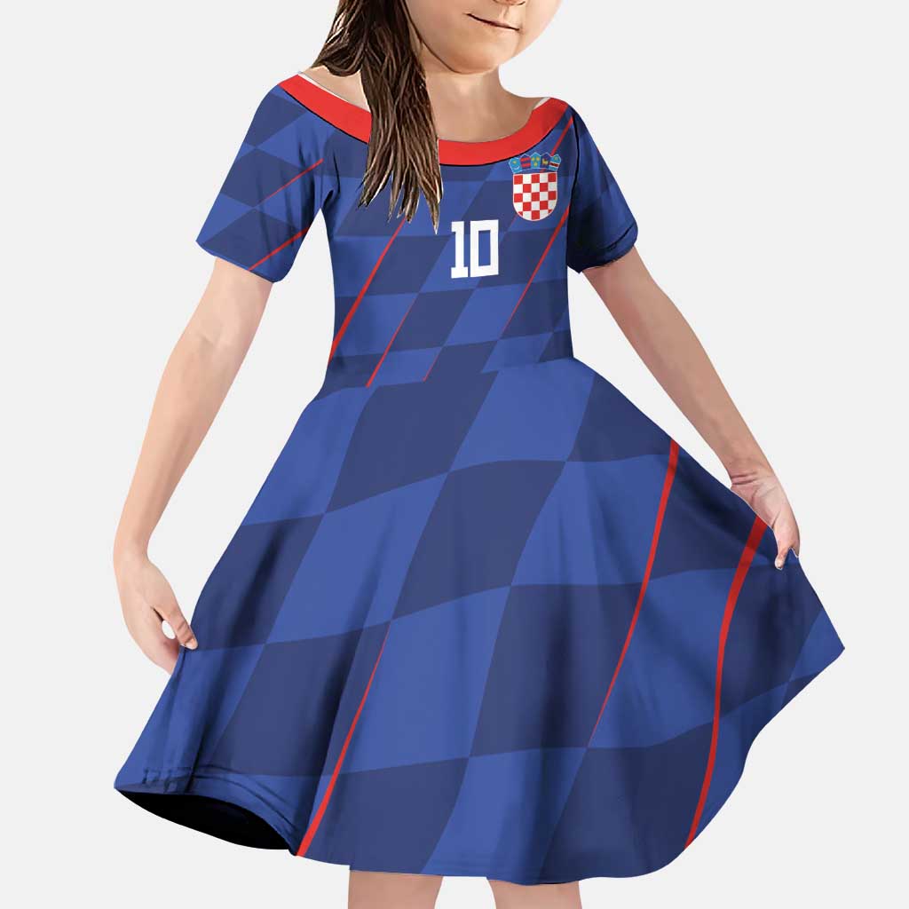 Custom Croatia National Football Family Matching Off Shoulder Maxi Dress and Hawaiian Shirt The Checkered Blue Version - Wonder Print Shop