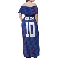 Custom Croatia National Football Family Matching Off Shoulder Maxi Dress and Hawaiian Shirt The Checkered Blue Version - Wonder Print Shop