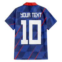Custom Croatia National Football Family Matching Off Shoulder Short Dress and Hawaiian Shirt The Checkered Blue Version - Wonder Print Shop