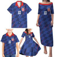 Custom Croatia National Football Family Matching Puletasi and Hawaiian Shirt The Checkered Blue Version - Wonder Print Shop