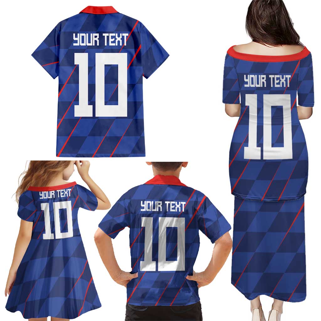 Custom Croatia National Football Family Matching Puletasi and Hawaiian Shirt The Checkered Blue Version - Wonder Print Shop