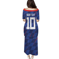 Custom Croatia National Football Family Matching Puletasi and Hawaiian Shirt The Checkered Blue Version - Wonder Print Shop