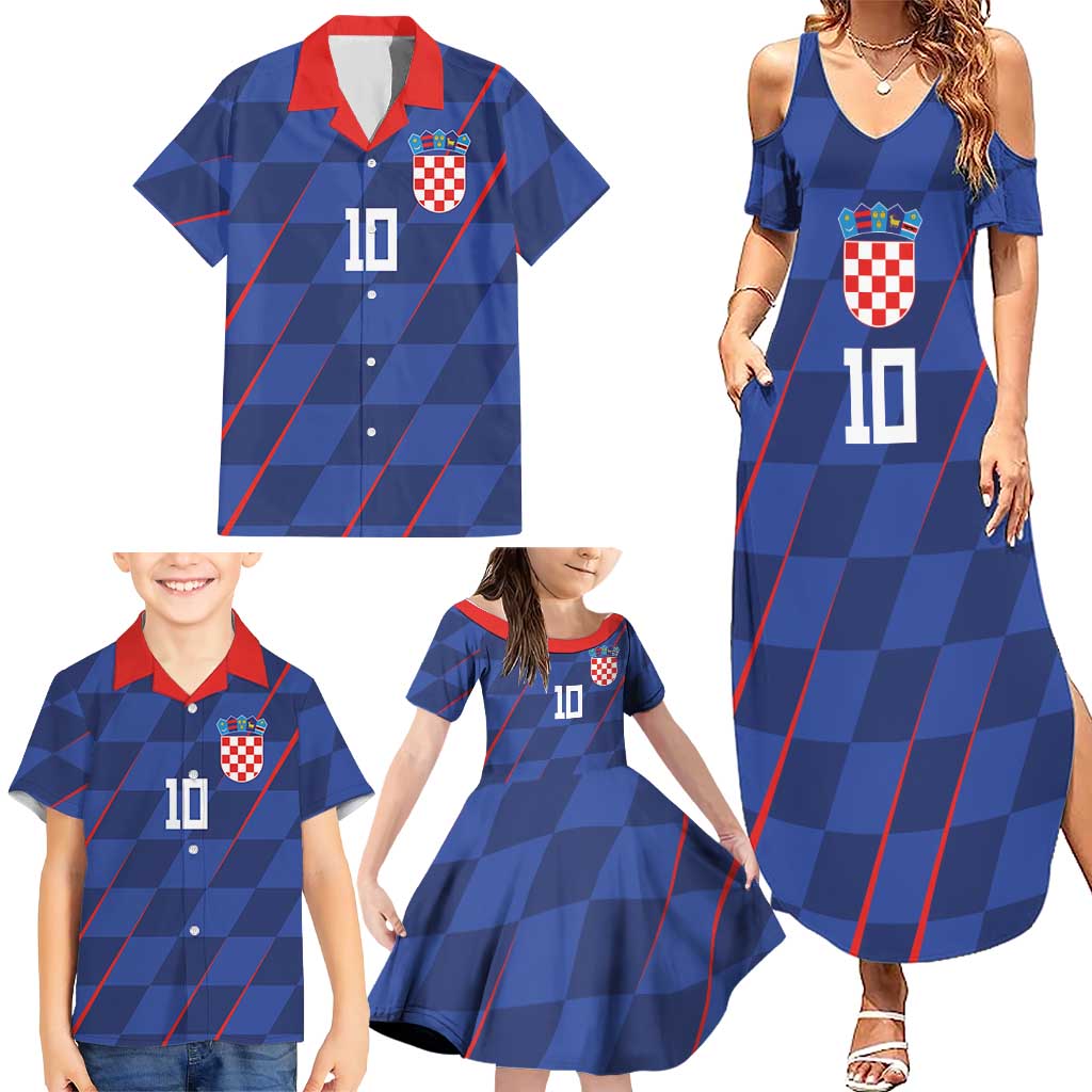 Custom Croatia National Football Family Matching Summer Maxi Dress and Hawaiian Shirt The Checkered Blue Version - Wonder Print Shop