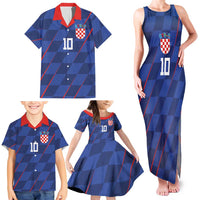 Custom Croatia National Football Family Matching Tank Maxi Dress and Hawaiian Shirt The Checkered Blue Version - Wonder Print Shop