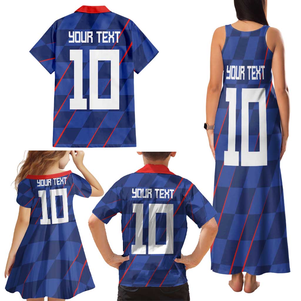 Custom Croatia National Football Family Matching Tank Maxi Dress and Hawaiian Shirt The Checkered Blue Version - Wonder Print Shop