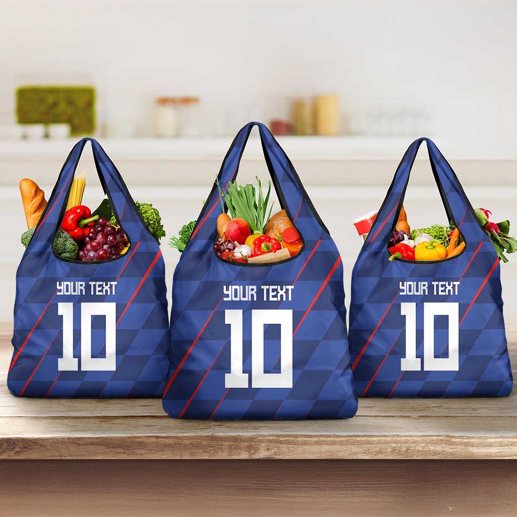 Custom Croatia National Football Grocery Bag The Checkered Blue Version - Wonder Print Shop