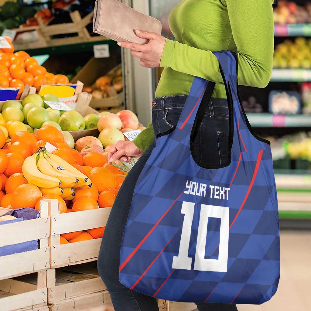 Custom Croatia National Football Grocery Bag The Checkered Blue Version - Wonder Print Shop