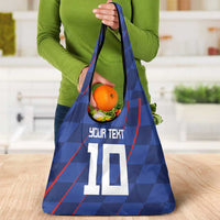Custom Croatia National Football Grocery Bag The Checkered Blue Version - Wonder Print Shop
