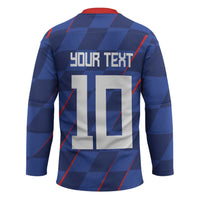 Custom Croatia National Football Hockey Jersey The Checkered Blue Version - Wonder Print Shop