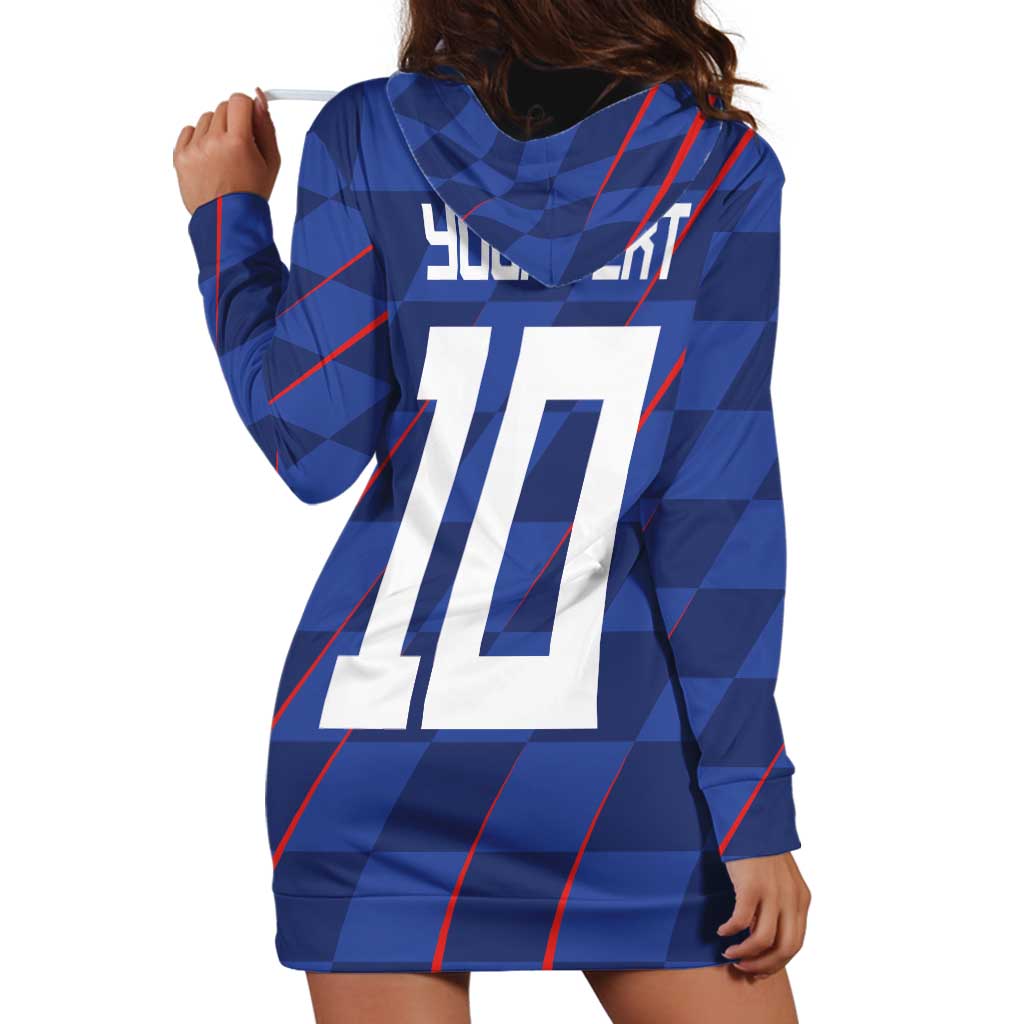 Custom Croatia National Football Hoodie Dress The Checkered Blue Version - Wonder Print Shop