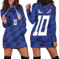 Custom Croatia National Football Hoodie Dress The Checkered Blue Version - Wonder Print Shop