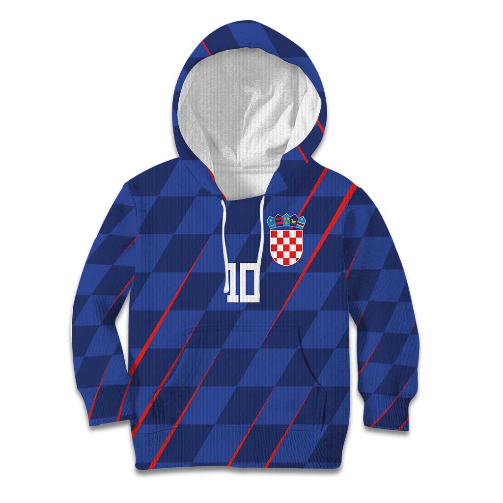 Custom Croatia National Football Kid Hoodie The Checkered Blue Version - Wonder Print Shop