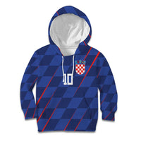 Custom Croatia National Football Kid Hoodie The Checkered Blue Version - Wonder Print Shop