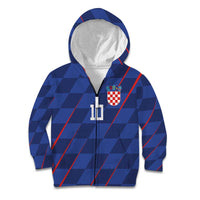 Custom Croatia National Football Kid Hoodie The Checkered Blue Version - Wonder Print Shop