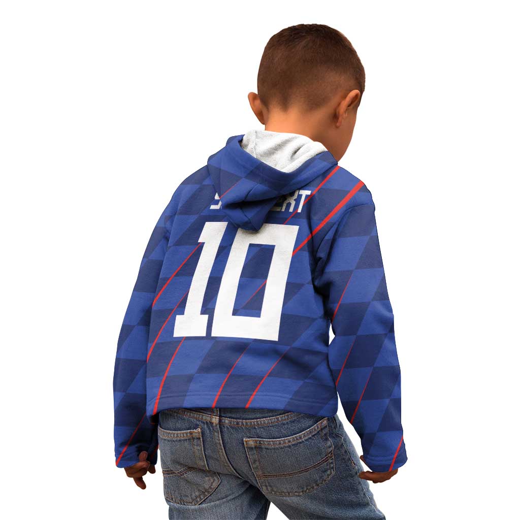 Custom Croatia National Football Kid Hoodie The Checkered Blue Version - Wonder Print Shop