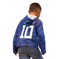 Custom Croatia National Football Kid Hoodie The Checkered Blue Version - Wonder Print Shop