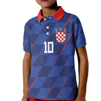 Custom Croatia National Football Kid Polo Shirt The Checkered Blue Version - Wonder Print Shop