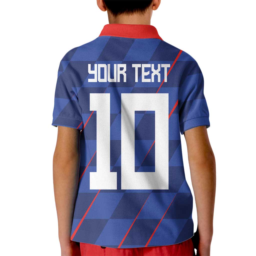 Custom Croatia National Football Kid Polo Shirt The Checkered Blue Version - Wonder Print Shop