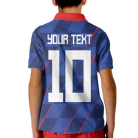Custom Croatia National Football Kid Polo Shirt The Checkered Blue Version - Wonder Print Shop